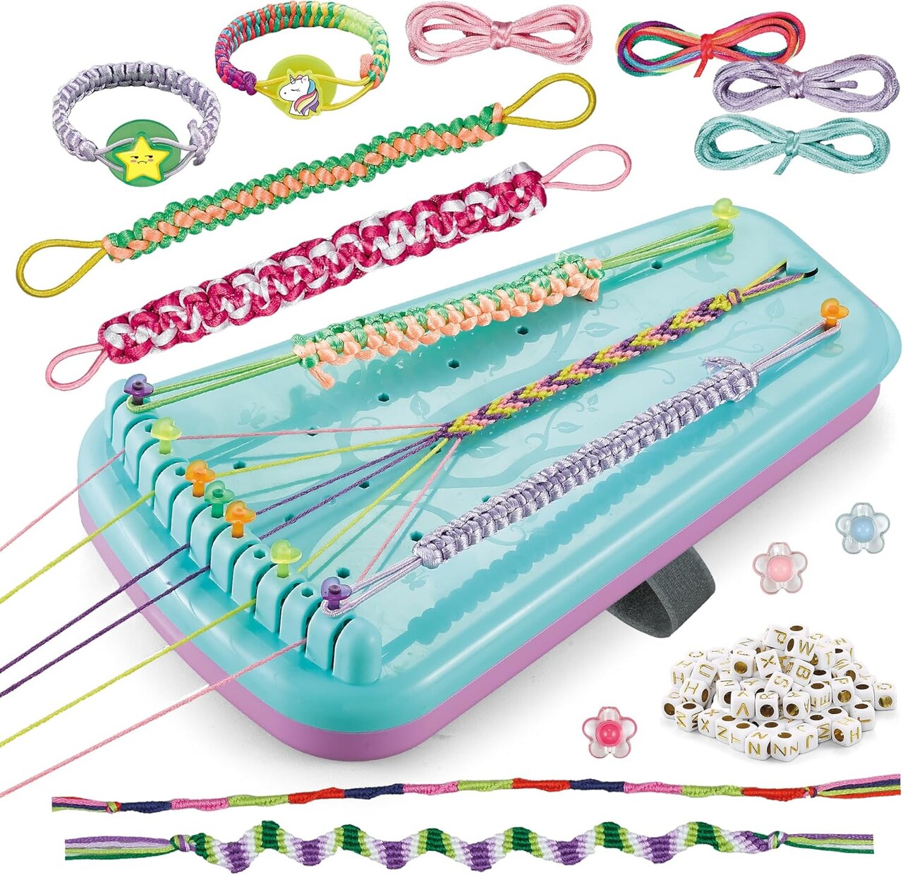 Friendship Bracelet Making Kit for Girls 8-12, DIY String Bracelet Maker & Jewelry Craft Kits - Innovative Leg-Strap Design, Birthday Gifts Ideas for Kids Ages 7 8 9 10 Year Old (Blue)